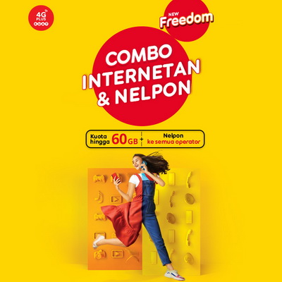 Kuota Indosat Freedom Combo Super - 4 GB + Unlimited Telpon Indosat/Tri, 30 Hari