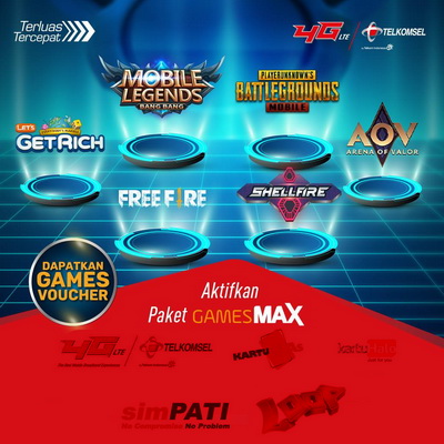 Kuota Telkomsel Paket GamesMAX - 0,5 GB + 5 GB GamesMAX + 12 Diamond Free Fire