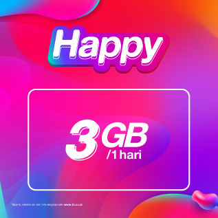 Kuota Tri Happy Harian - 3 GB, 1 Hari