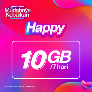 Kuota Tri Happy Mingguan - 10 GB + 2 GB Lokal / 7 Hari