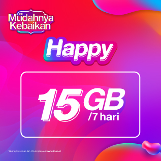 Kuota Tri Happy Mingguan - 15 GB, 7 Hari